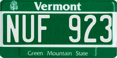 VT license plate NUF923