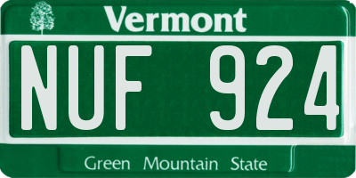 VT license plate NUF924