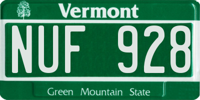 VT license plate NUF928