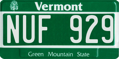VT license plate NUF929