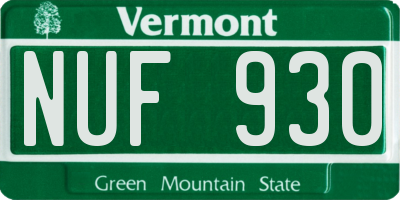 VT license plate NUF930