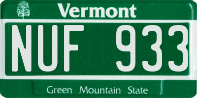 VT license plate NUF933
