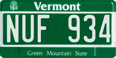VT license plate NUF934