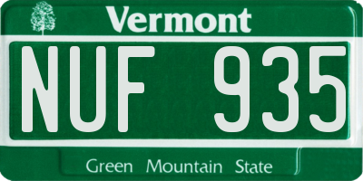 VT license plate NUF935