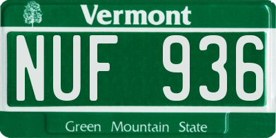 VT license plate NUF936