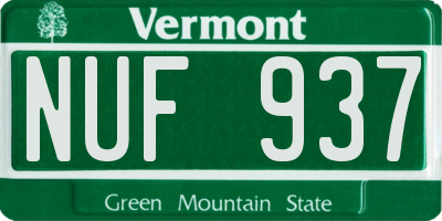 VT license plate NUF937
