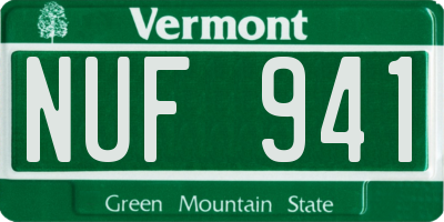 VT license plate NUF941
