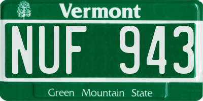 VT license plate NUF943