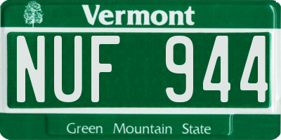 VT license plate NUF944
