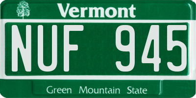 VT license plate NUF945