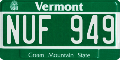 VT license plate NUF949