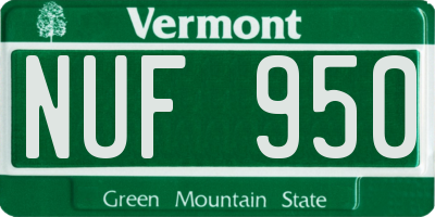 VT license plate NUF950