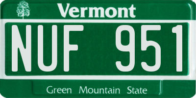 VT license plate NUF951