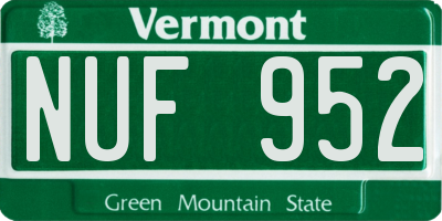 VT license plate NUF952