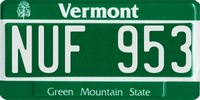 VT license plate NUF953