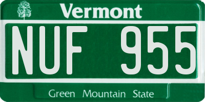VT license plate NUF955