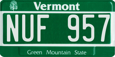 VT license plate NUF957