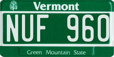 VT license plate NUF960