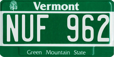 VT license plate NUF962