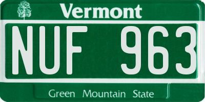 VT license plate NUF963
