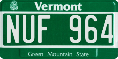 VT license plate NUF964