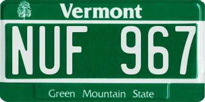 VT license plate NUF967