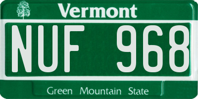 VT license plate NUF968