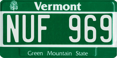 VT license plate NUF969