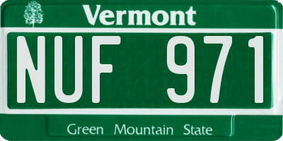 VT license plate NUF971