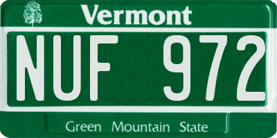 VT license plate NUF972