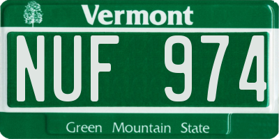 VT license plate NUF974
