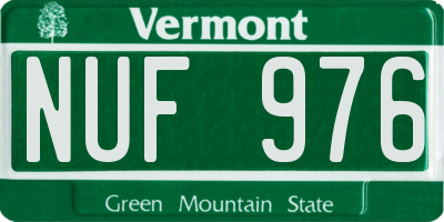 VT license plate NUF976