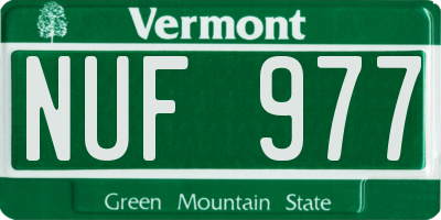 VT license plate NUF977