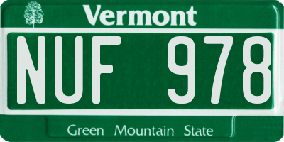 VT license plate NUF978