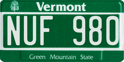 VT license plate NUF980