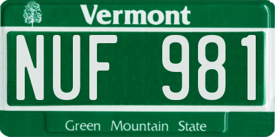 VT license plate NUF981