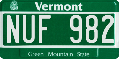 VT license plate NUF982