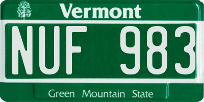 VT license plate NUF983