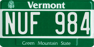 VT license plate NUF984