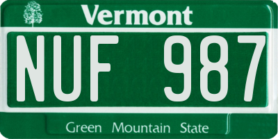 VT license plate NUF987