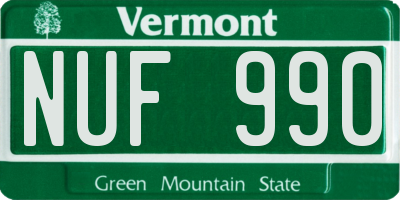 VT license plate NUF990
