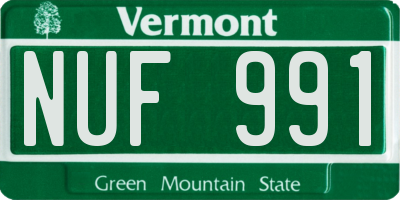 VT license plate NUF991