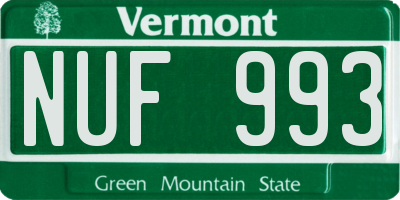 VT license plate NUF993