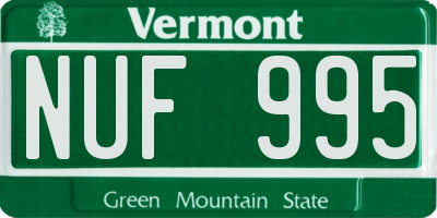 VT license plate NUF995