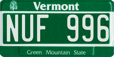 VT license plate NUF996