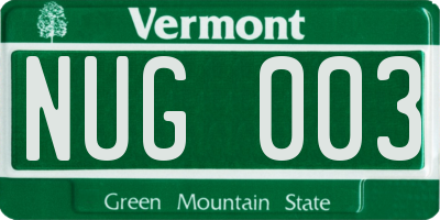 VT license plate NUG003