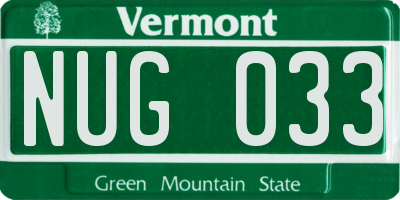 VT license plate NUG033