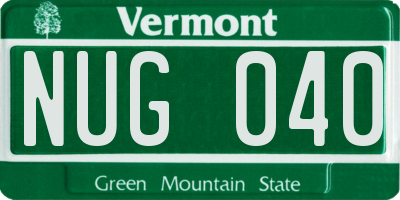 VT license plate NUG040