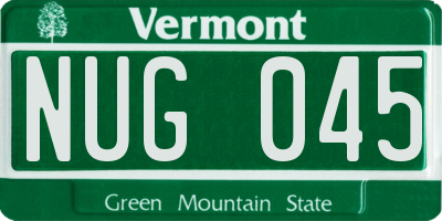 VT license plate NUG045