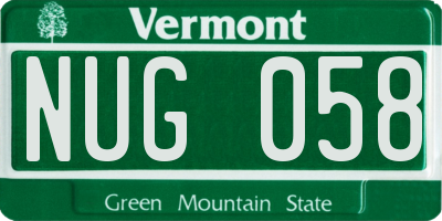 VT license plate NUG058